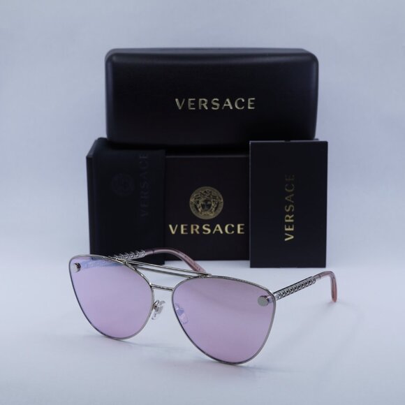 🕶️ New Versace VE2267 10007V Sunglasses - Silver Frame, Pink Lenses